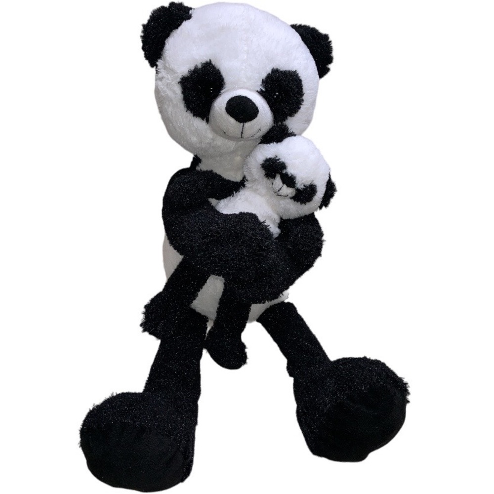 KellyToy 2016  Mama Panda plush 26" holding 11" baby Panda hanging velcro hands